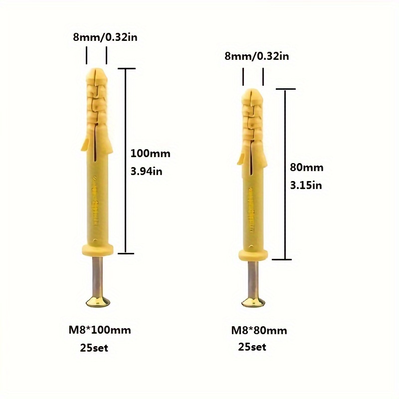 M8 Yellow Expandable Tube Expansion Screws Rubber Plug Bolt Temu New