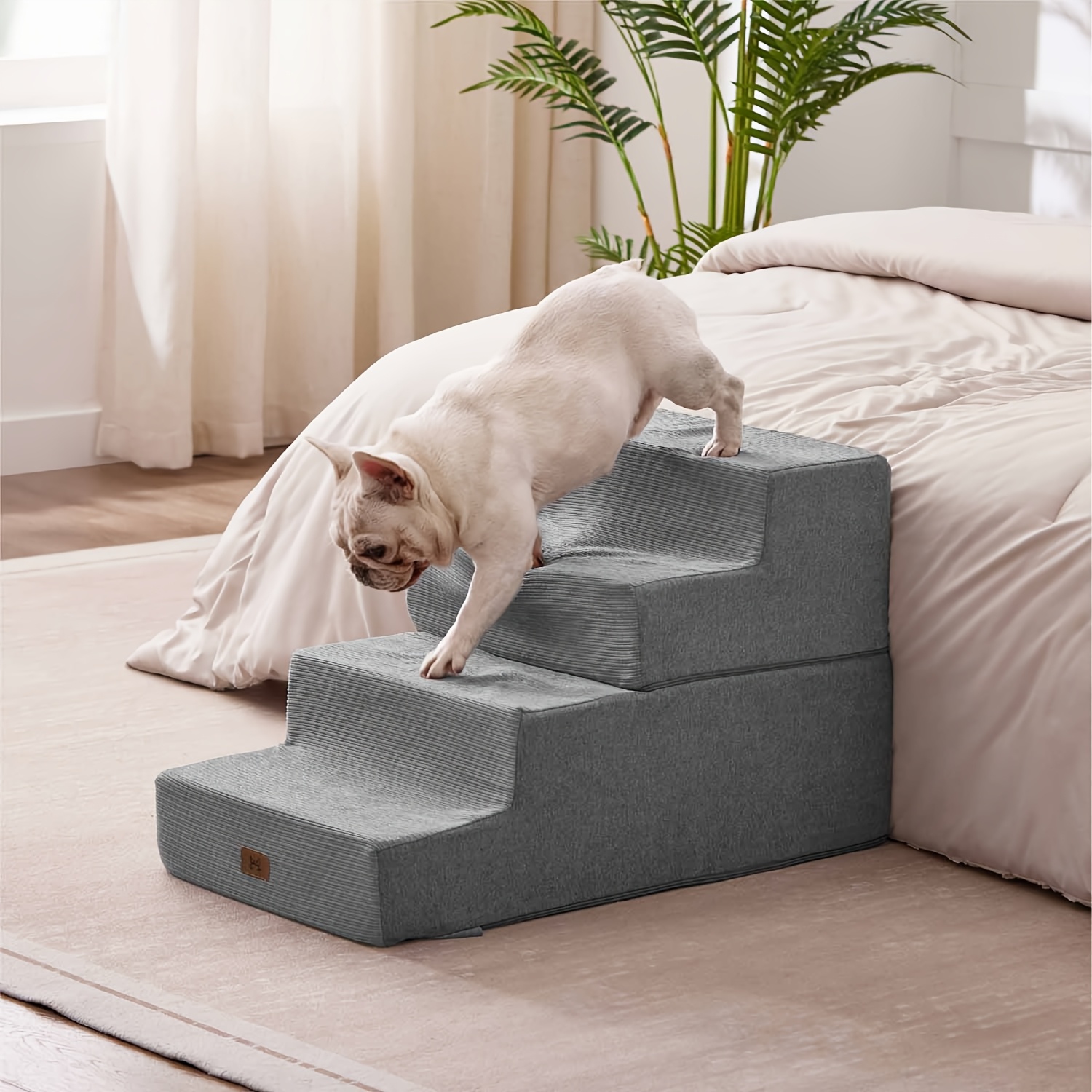 TEMU Steps For Small Dogs, Wide Pet Stairs Suitable For Beds, Couches, Sofas, And Chairs, Designed For Small Dogs And Cats, Featuring A Non-slip Base