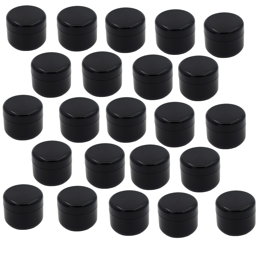 

24pcs 50g Black Plastic Cosmetic Cream Jar With Transparent Inner Pull Lid Empty Refillable Travel Bottle With Small Capacity, Travel Accessories