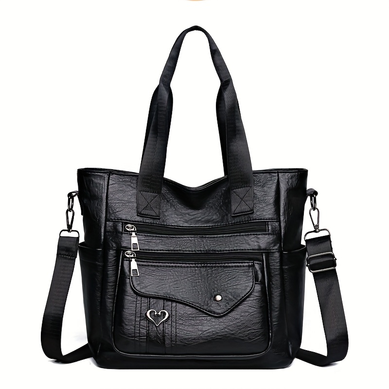 Image of Vintage Solid-color Versatile Women's Shoulder Bag, Large-capacity Hand-held Tote Bag, Casual All-match Shoulder And Crossbody Bag, Zipper Is Random