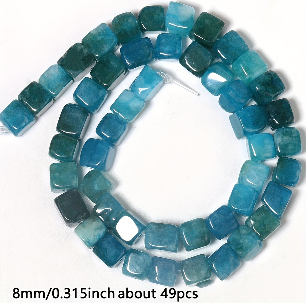 E-shop Natürliche quadratische Apatit-Steine 8mm Perlen 49 Stk. lose Abstandshalter-Perlen für Schmuckherstellung Perlen & Perlen-Sortimente Exquisites