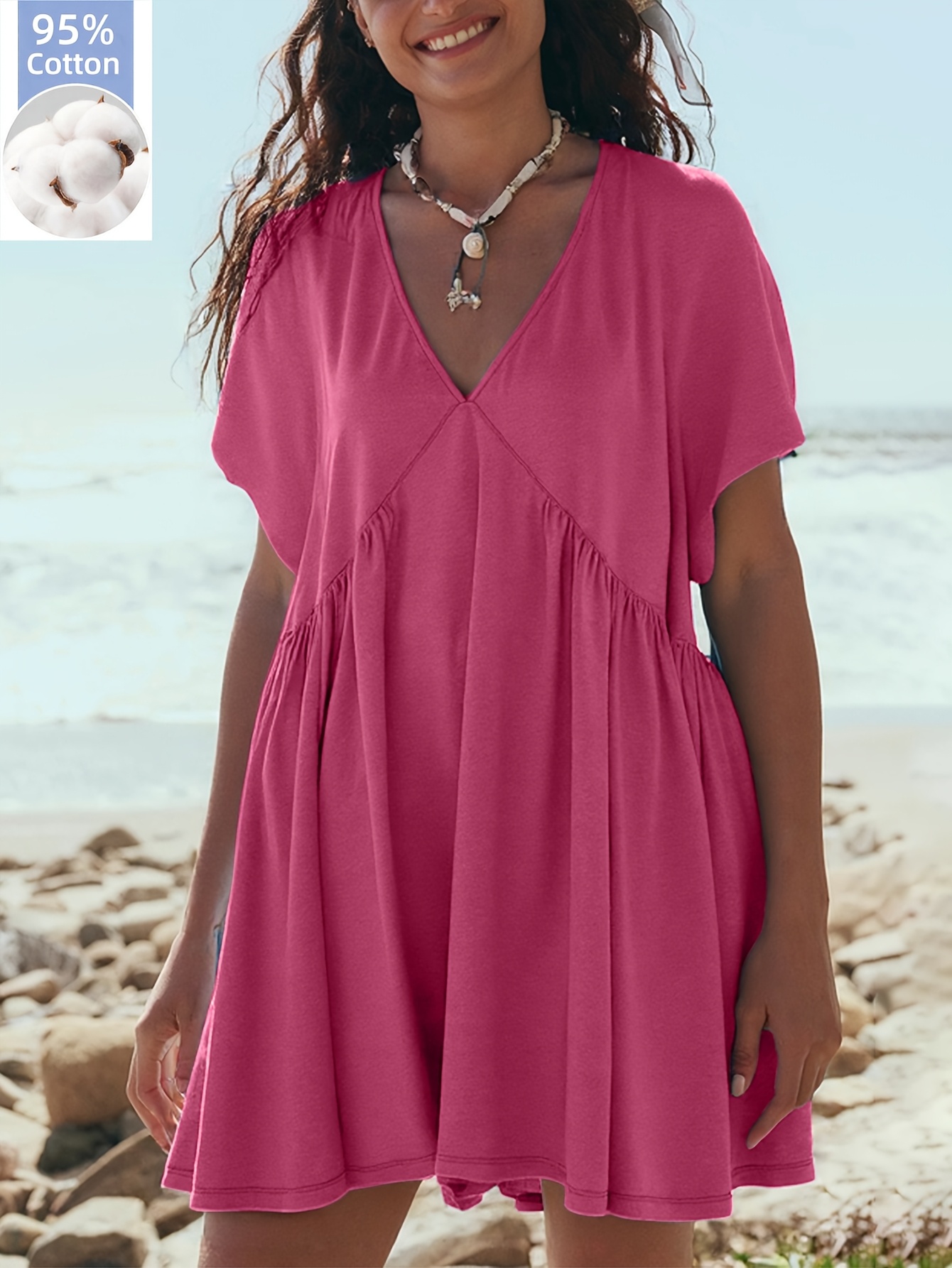 cotton beach dress sold on Temu United States