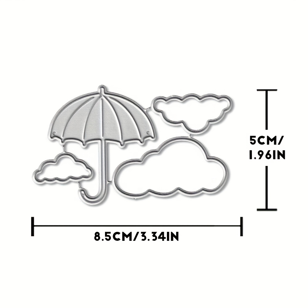 TEMU 1 Silvery Umbrella And Clouds Metallic Background Die For Scrapbooking Or Album Card Template.