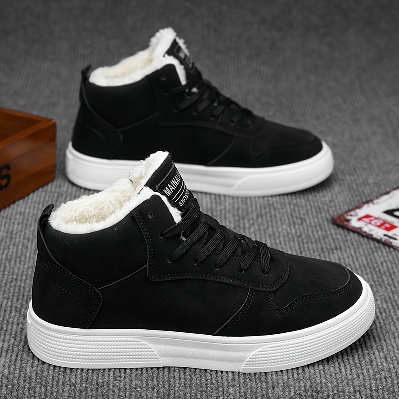 mens   top lace up boots with warm plush lining for comfortable winter outdoor street walking and strolling winter boots Product details 5