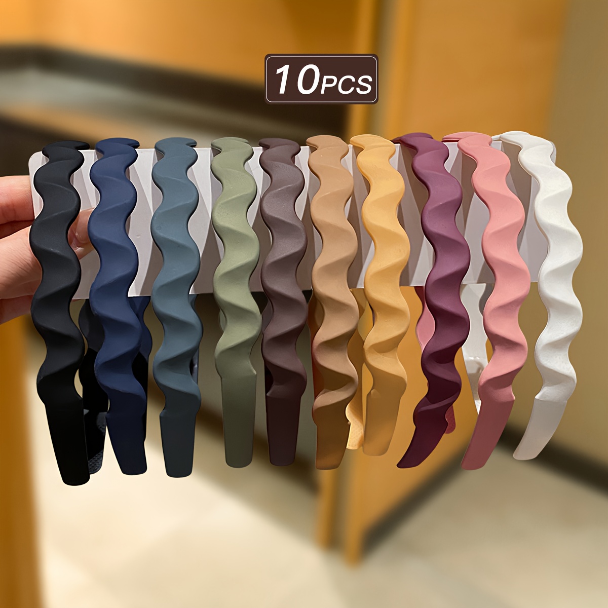 E-shop 10er-Pack Damen Multicolor Basic Stirnbänder, Easy Style, Damen Haar-Accessoires, Anti-Rutsch-Design mit Zähnen, Feiertags-Essential