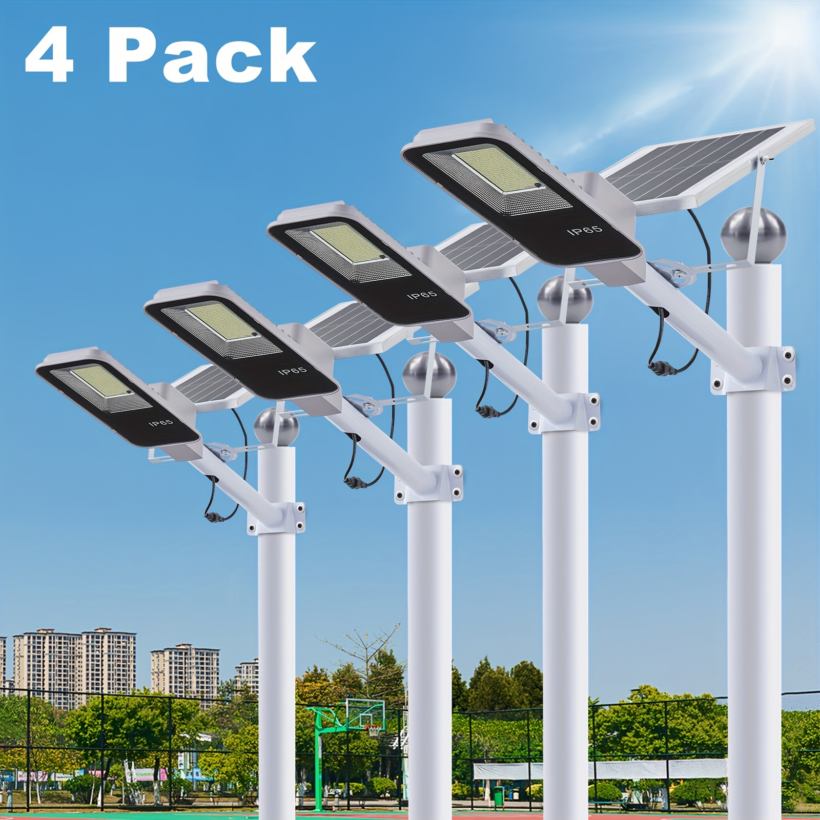 TEMU Solar Lights Outdoor, 6500k Led Solar Lights Outdoor Ip65, Solar Flood Lights Outdoor With Light Sensor And Remote Control, Solar Street Light