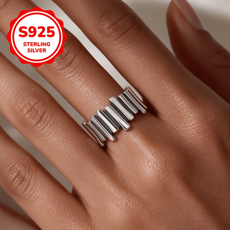 925 Sterling Silver Hypoallergenic Open Adjustable Fence Ring, Stylish