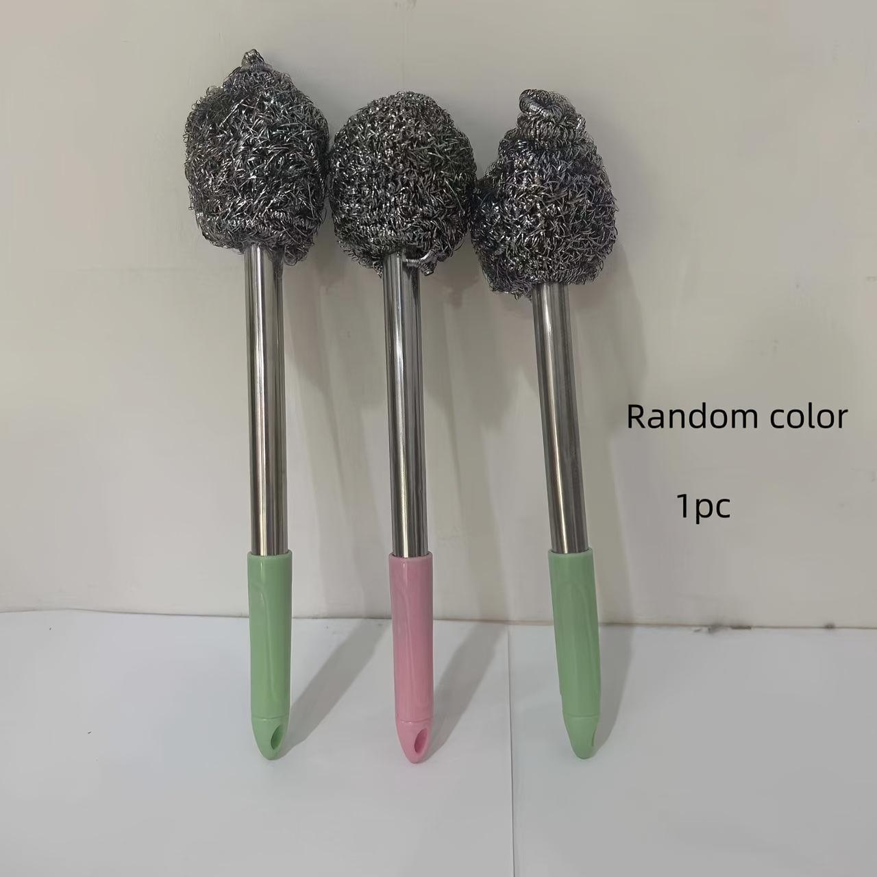 TEMU 1pc Stainless Steel Brush With Extended Handle- Durable, Non-toxic, Suitable For Cleaning Of Toilets, Bathrooms, And Kitchens, Essential For