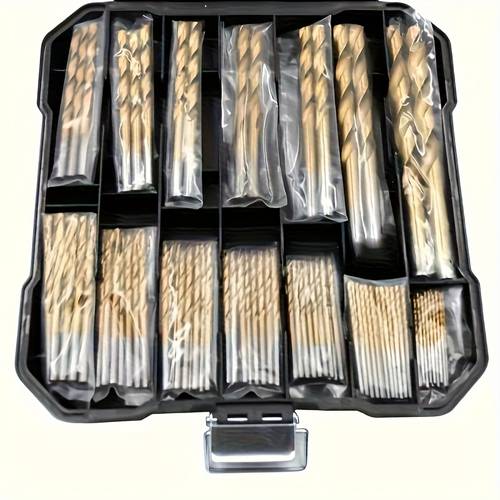 50pcs of titanium coated high drill set with hexagonal straight spiral round shaft fried dough twists drill