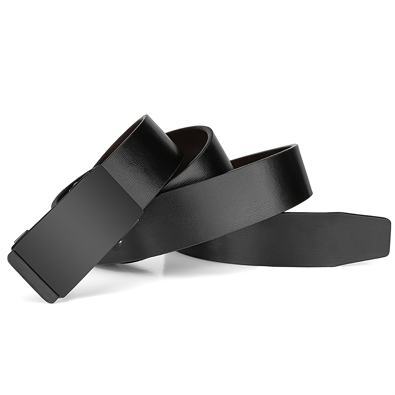 Men's Automatic Belt Ties, Pure Black Business Belt