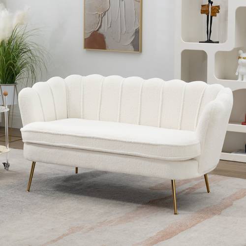 comfy loveseat sofa small couch 2 seater sofa with golden metal legs for living room bedroom apartment