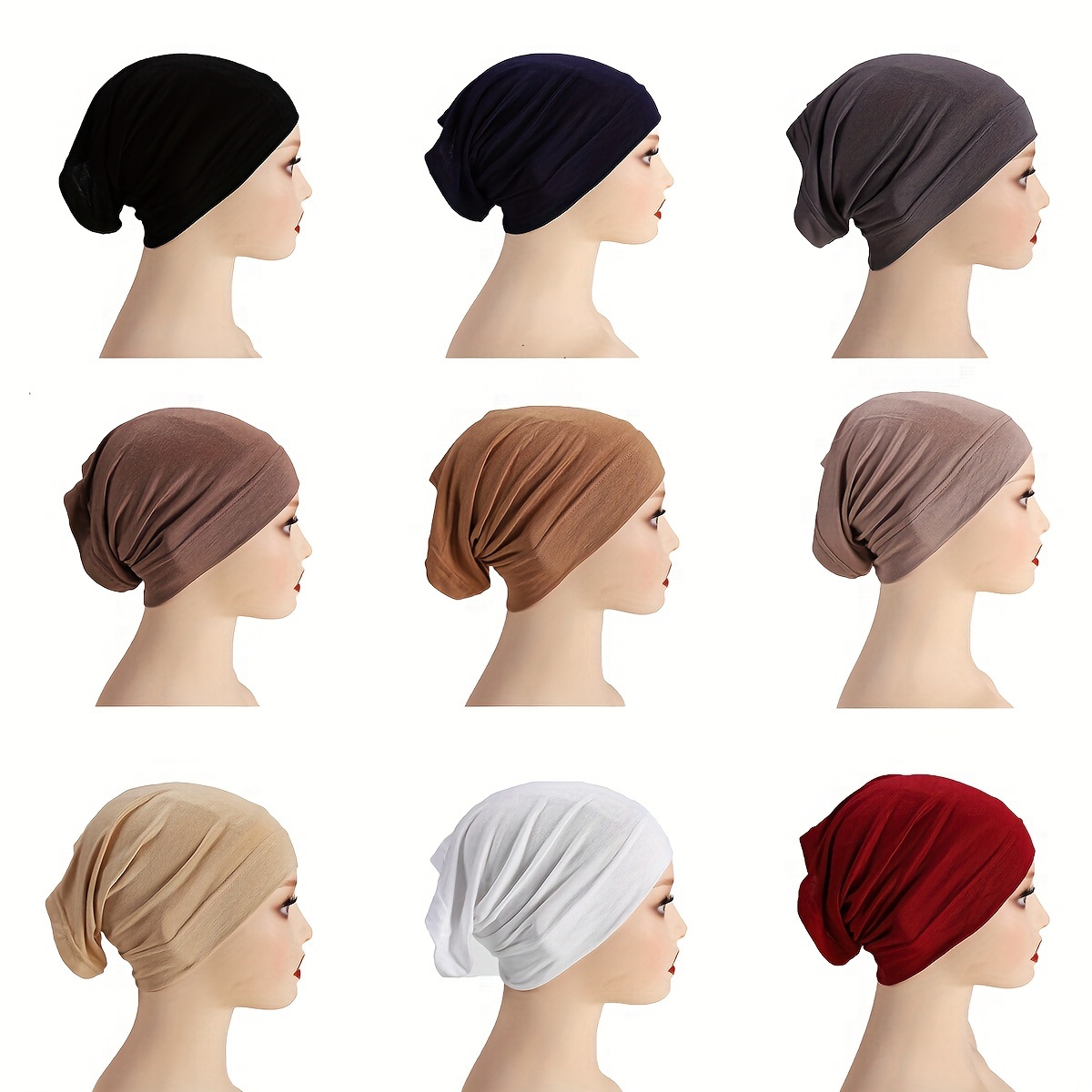 

Assorted Colors Tube Undercap, Stretchable Jersey Base Cap, Breathable Comfortable Muslim Headwear