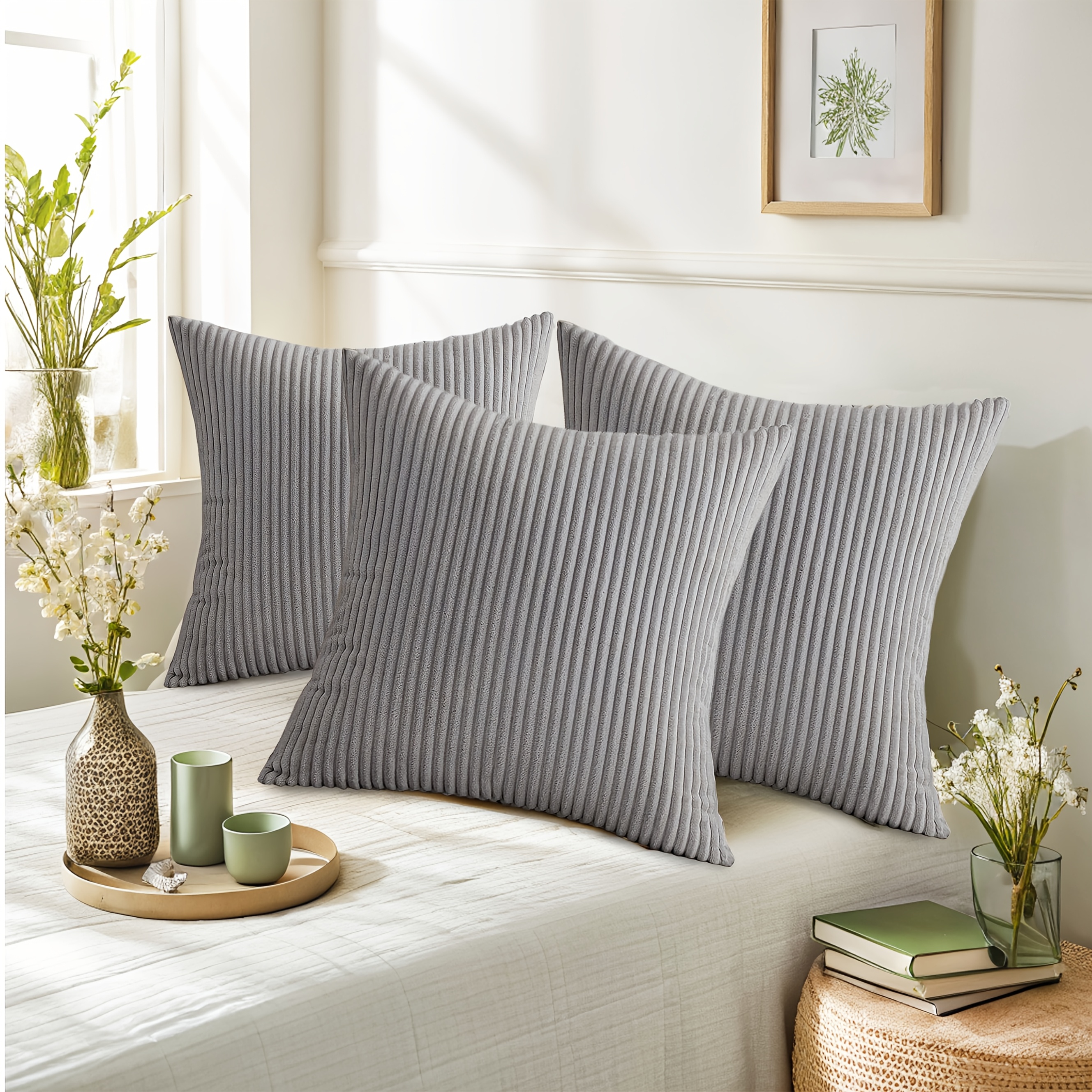 3Pcs Boho Abstract Throw Pillow Covers 18X18 Inch Soft Plush