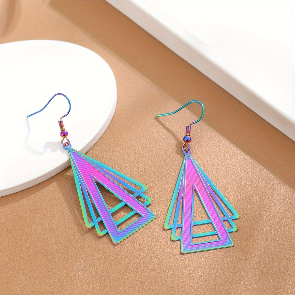 

1pc Fashionable Geometric Stainless Steel Earrings, Ideal Gift