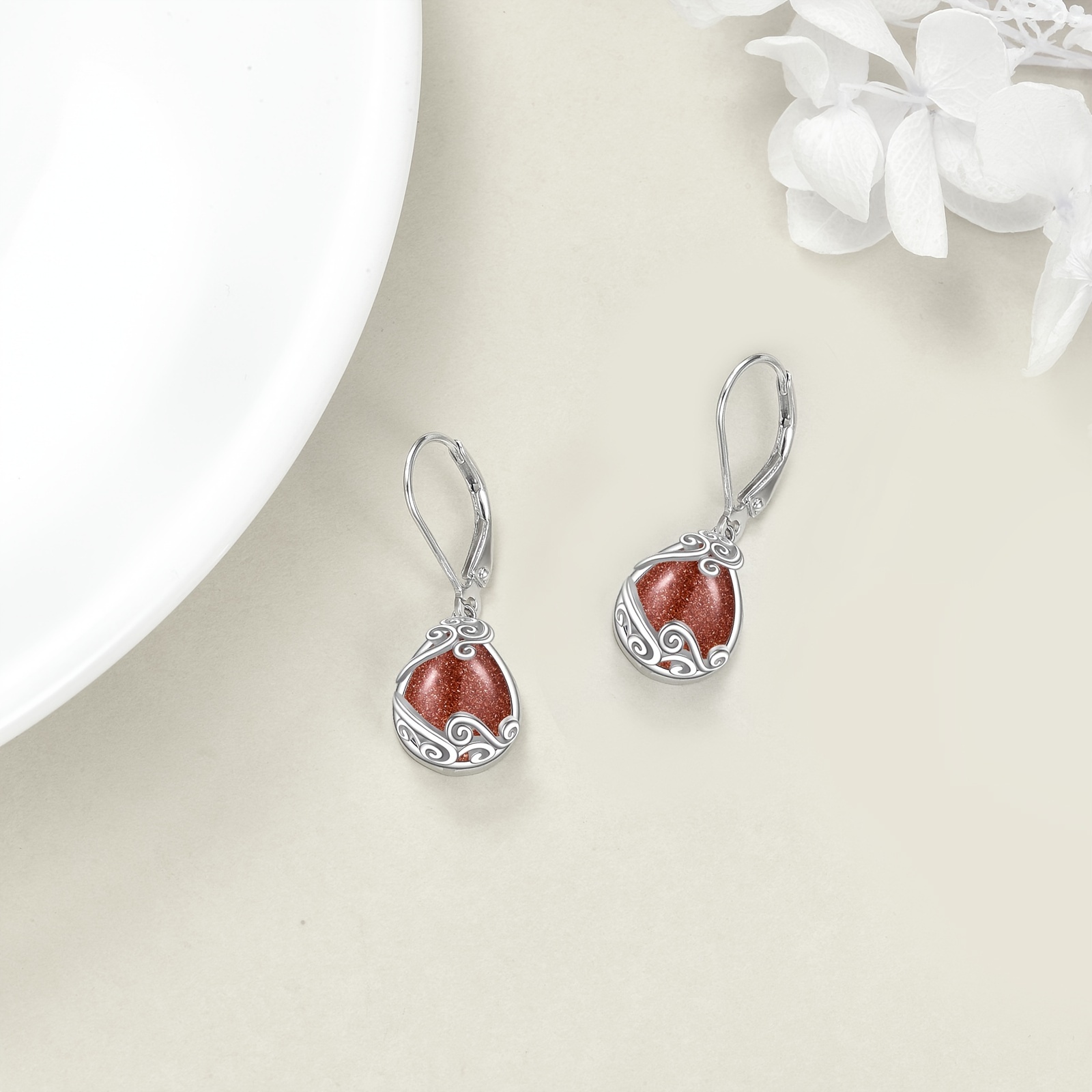 925 sterling silver   stone   drop dangle teardrop earrings leverback earrings for women jewelry gifts Product details 2