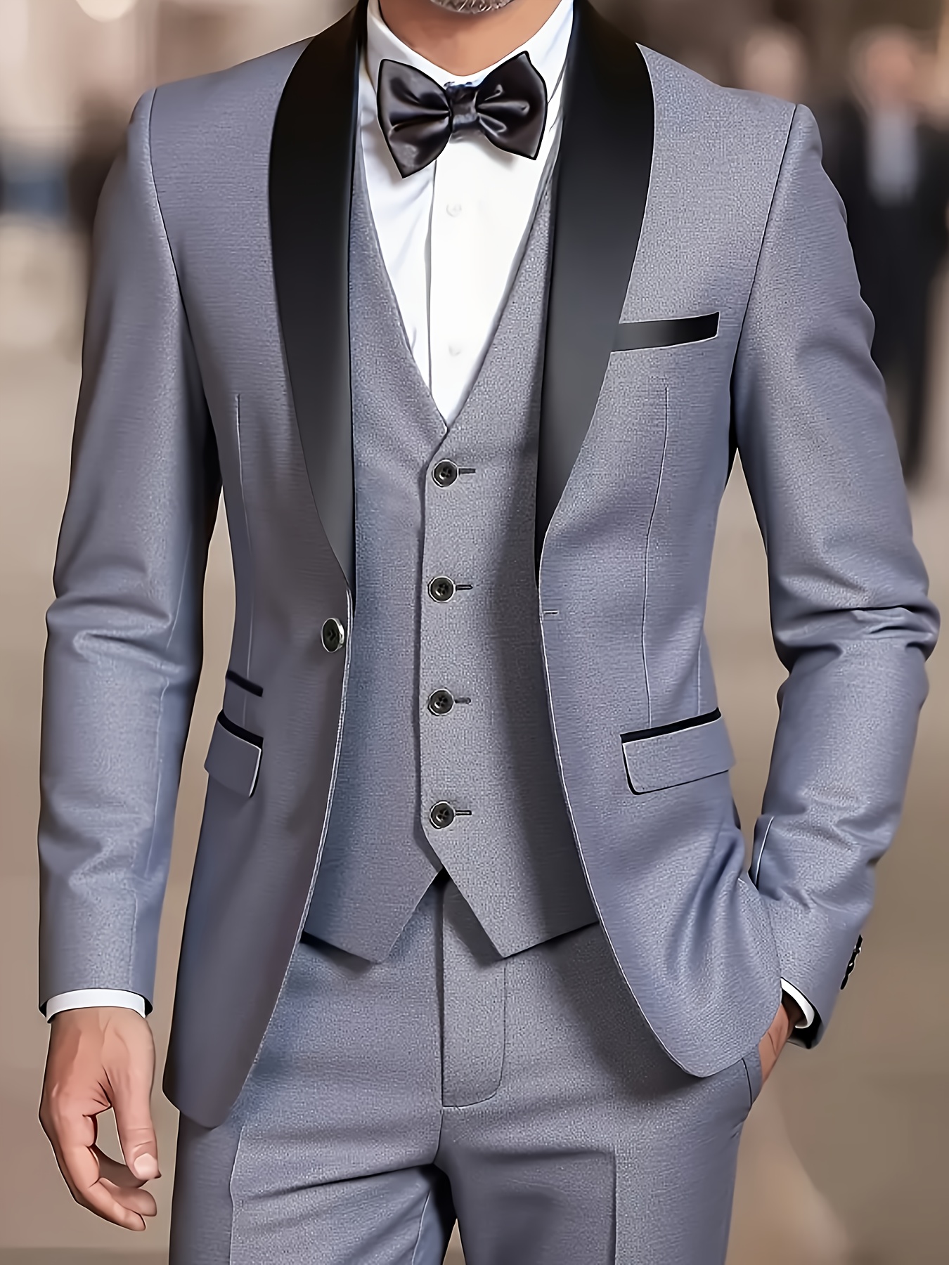 Men'S 3pcs Suit, Including a Blazer, Vest, And Trousers, Stylish And High-Quality.