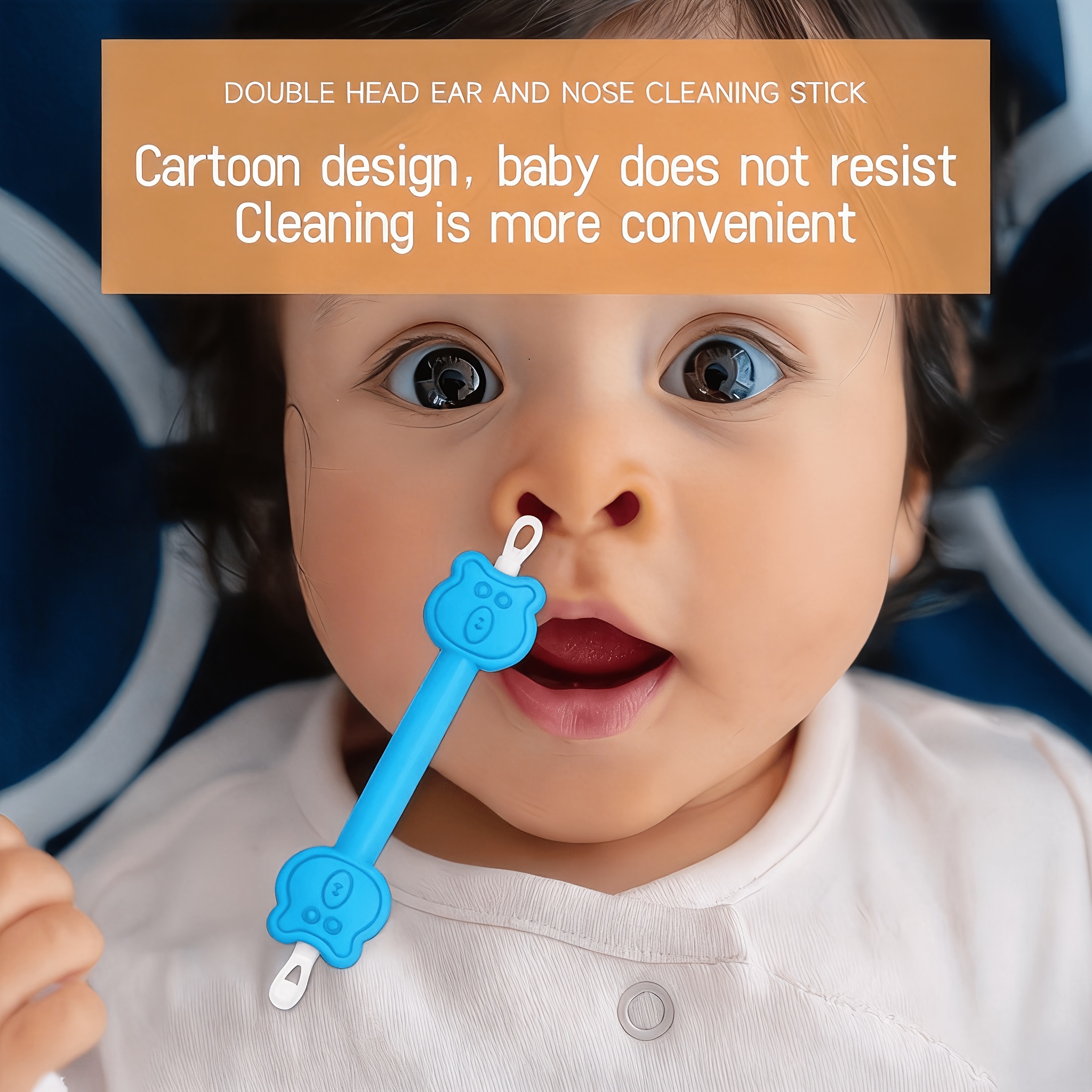 blue teddy bear 2 in 1 nose and ear cleaner tool   nasal tweezers with ear spoon gentle cartoon hygiene kit for toddlers and infants