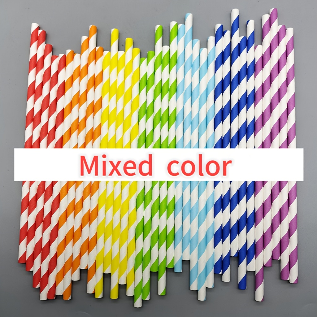 

100pcs Disposable Striped Paper Straws, Striped Straws, Beautiful And , Material, Disposable Straws, Party Decoration Straws, Suitable For Any Festival