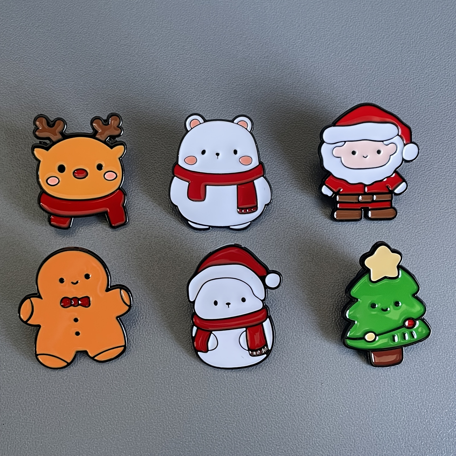 TEMU A Set Of 6 Cute Christmas Enamel Pins, Featuring Drip Oil Designs, Additions. Mini Metal Badges Are Ideal For Festive Occasions And