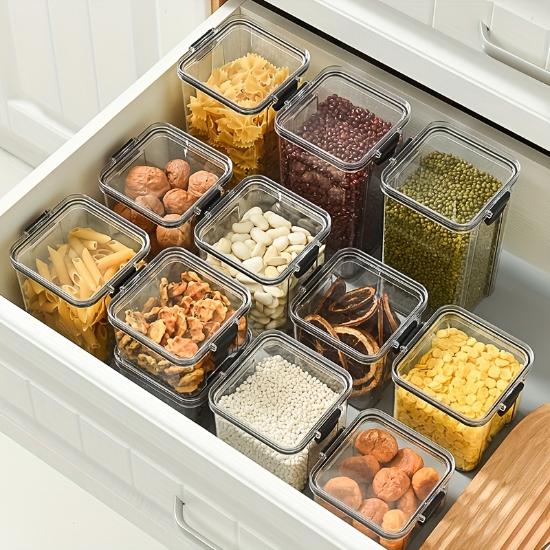 7pcs kitchen seal jar set suitable for cereal and grain food household moisture proof storage box transparent plastic snack and   container Product details 1