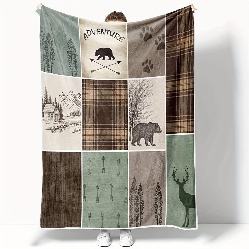 

Cozy Vintage Country-style Soft Flannel Throw Blanket - Couch, Bed, Office, And Travel -