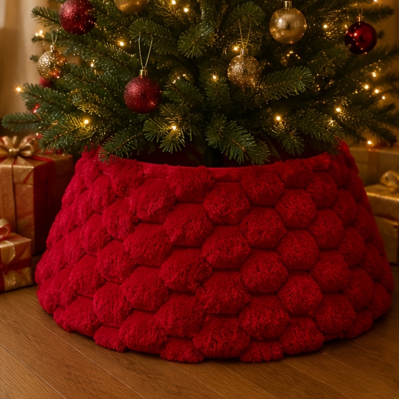 TEMU 2026 New Christmas Decorations Round Christmas Large Turtle Shell Plush Christmas Tree Enclosure Christmas Tree Sequin Skirts