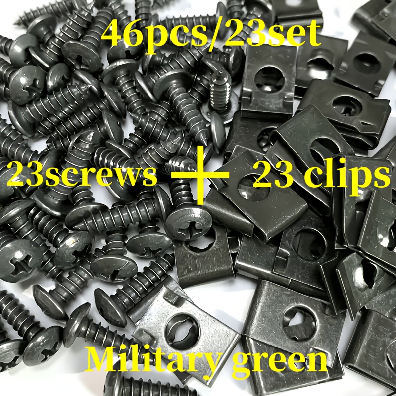 TEMU 46pcs 23-set Car Screw Set With Screws, Automotive Clamping Kit, Front Bumper Anti-collision Clips, Metal Body Panel Mounting Brackets Suitable