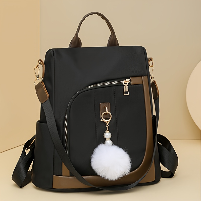 TEMU New Women's Backpack, Simple Contrast Color Commuter Casual Backpack, Large Capacity Anti-theft Women's Backpack