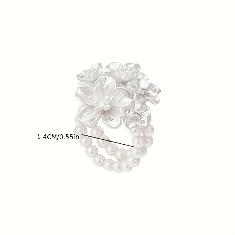 Exquisitely Designed Cherry Blossom Double-Layer Beaded Elastic Floral Cluster Ring