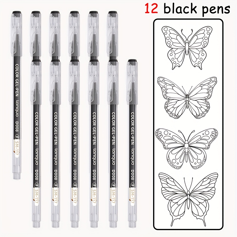 TEMU Lot de 12 recharges de stylo gel : , couleurs essentielles pour une écriture fluide pour la création , le , le coloriage et les devoirs.