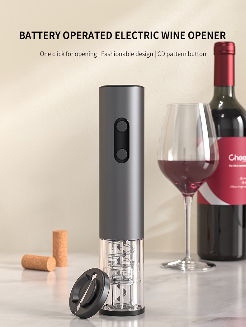 1pc battery powered electric wine opener automatic corkscrew with cutter kitchen supplies details 0