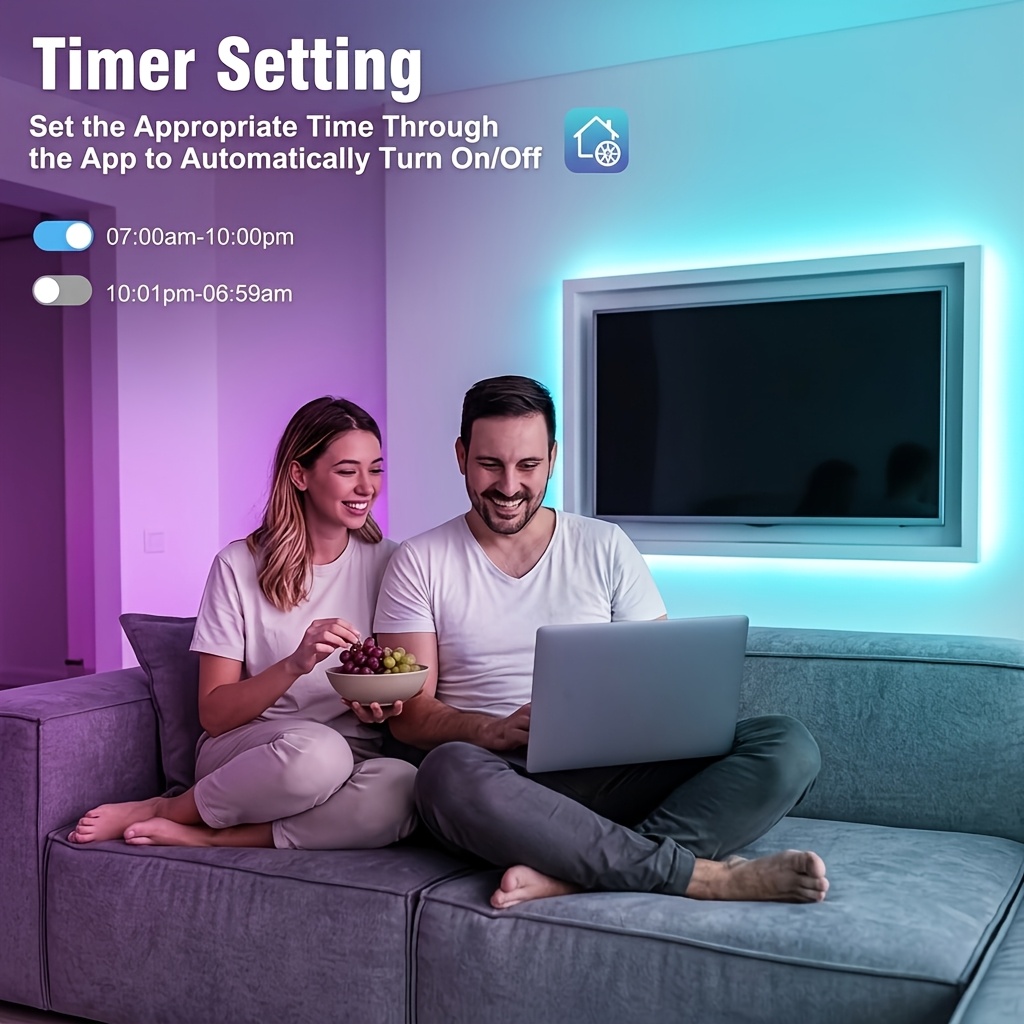 Smart RGB LED Light Strip with App Control, Music Sync