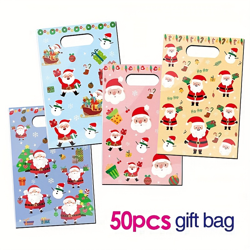 TEMU 50 piezas Bolsos de Navidad, artículos para fiestas festivas, bolsos de acompañamiento, bolsas de embalaje de regalo de dibujos animados a