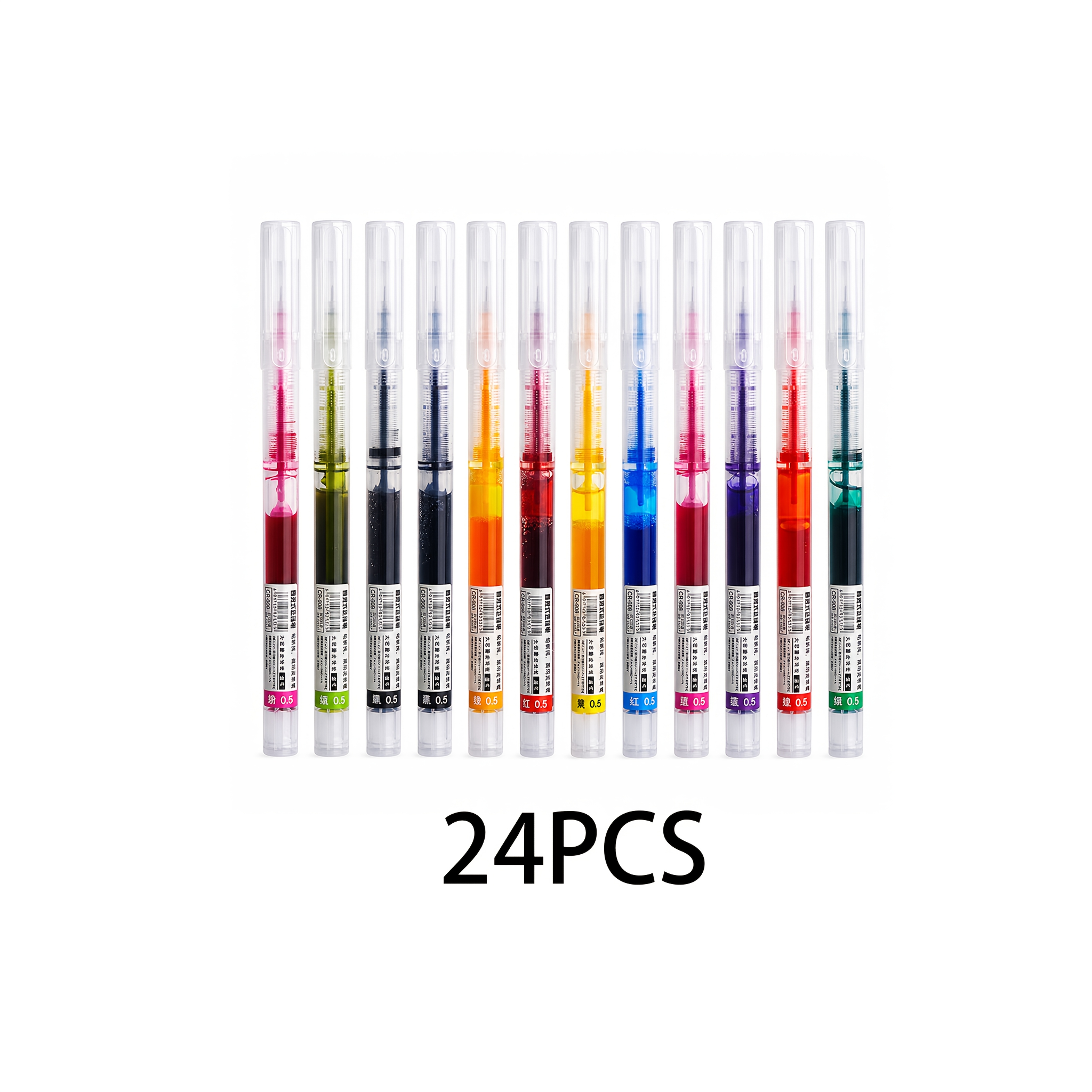 TEMU 24pcs 12 Colors Direct Pens 0.5mm Full Needle Tube Quick-dry, For Notes, Annotation, Office, Drawing, Colored Neutral Pens