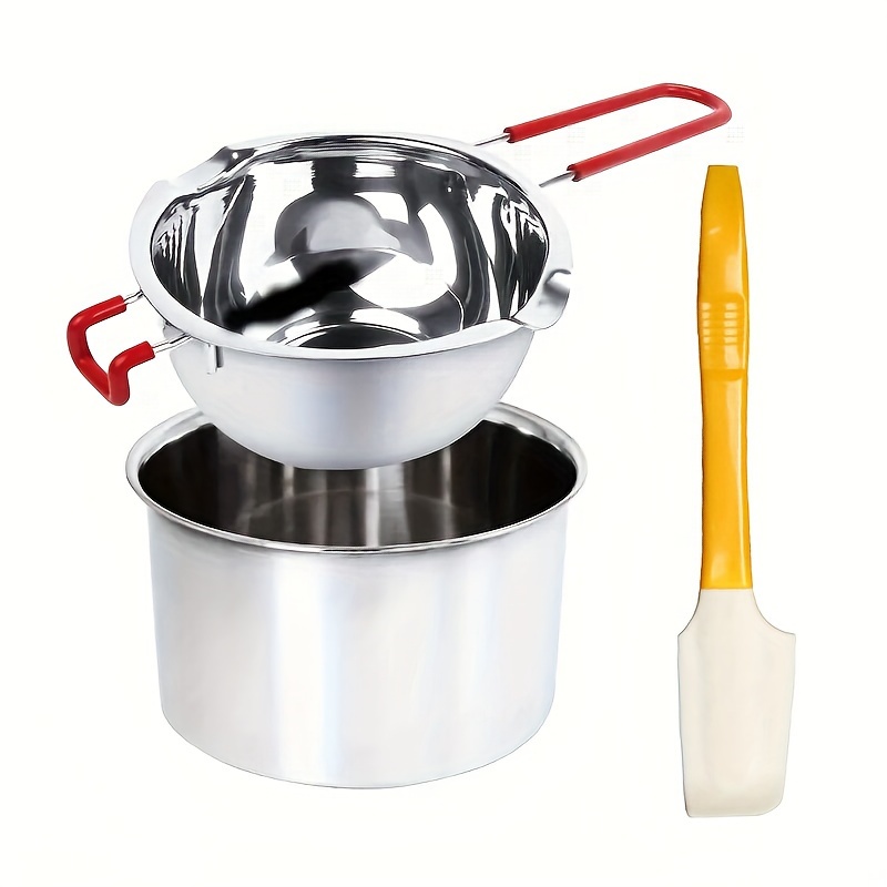 

3pcs Stainless Steel Double Boiler Set, Heat-resistant With Anti-scald Handle, Soap Candle Candy Making Tool Kit, Wax Melt Bowls For Candle & Wax Crafting