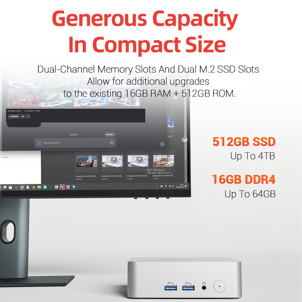 Budget Computer voor Thuiswerkplek: AMD Ryzen 5 3500U 16GB DDR4 512GB SSD | Compacte WiFi 6 4K Ready Desktop PC met Geïntegreerde Graphics, 2 HDTV Poorten, 2.4 GHz Radio Frequentie