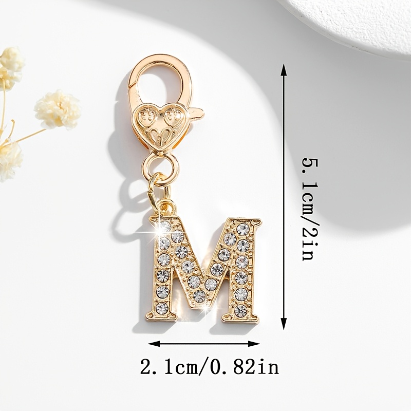 TEMU 1pc Of Fashionable European And American Exquisite Versatile 26 English Alphabet Keychain Bag Pendant Additions, Suitable For Women' Keys, Bags