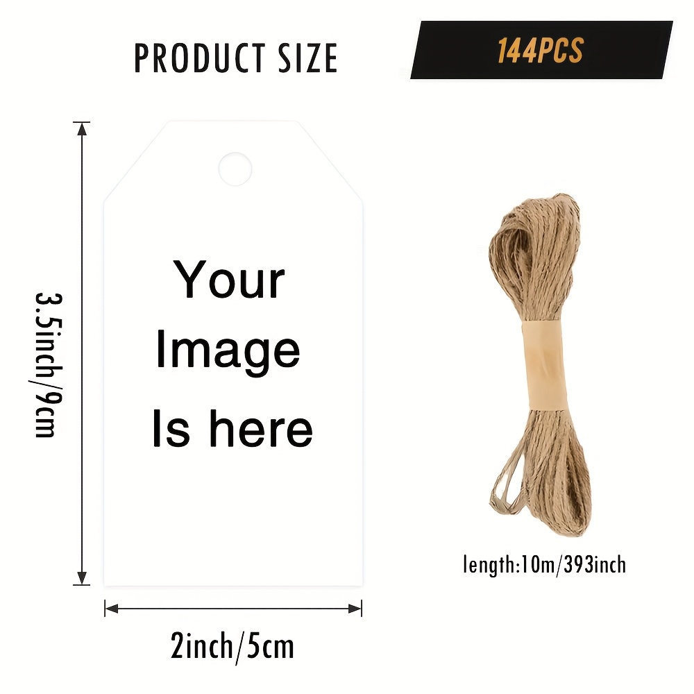 TEMU 48/96/144pcs Custom Hemp Rope Labels With Hemp Strings - Personalized , Custom Text/images, Elegant For Jam Jars, Crafts, Wedding Favors, Party
