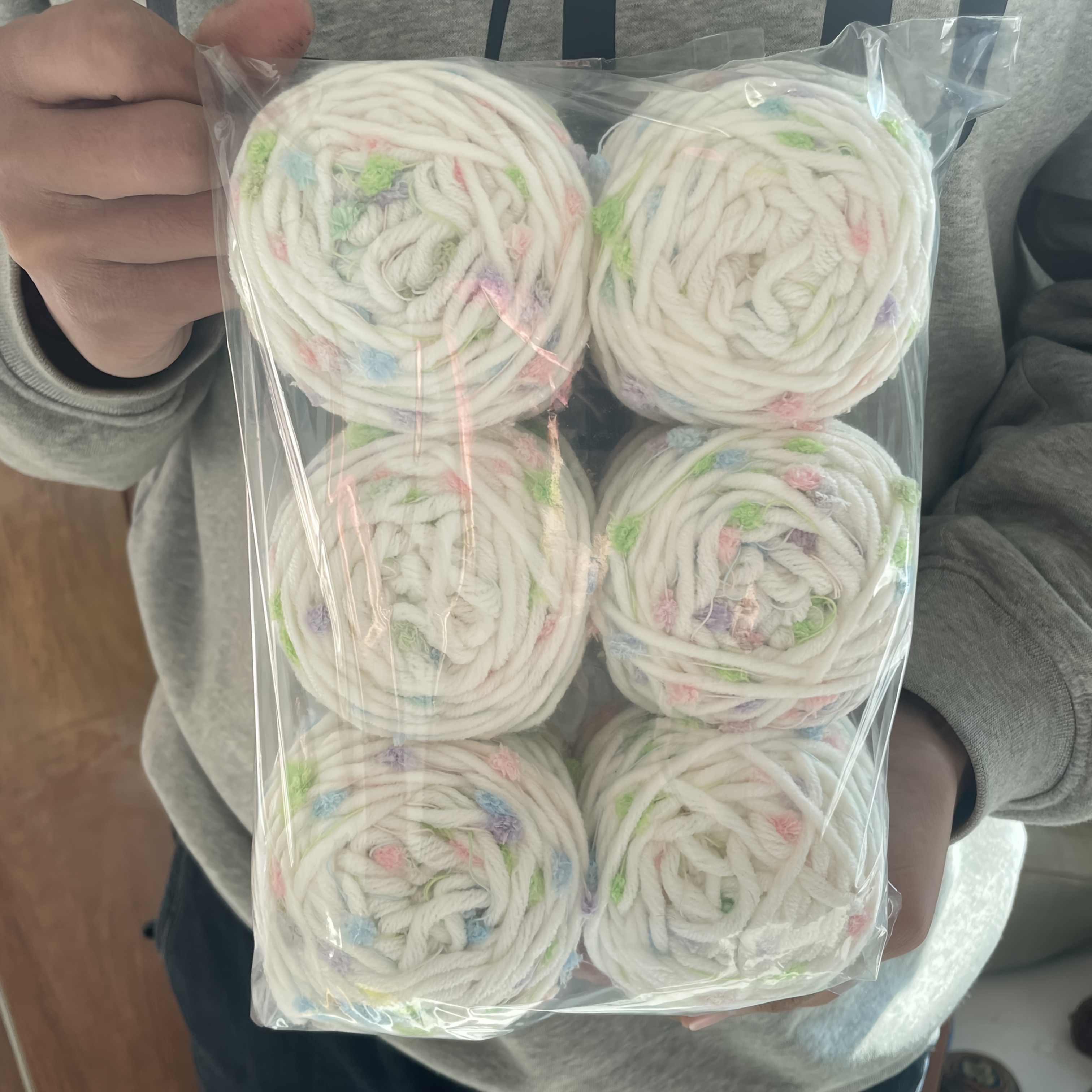 Image of 6pcs Set Of Hand-knitted Soft Mixed Cotton Yarn, Suitable For Dolls, Scarves, Hats, Bags, Clothes, And Shoes