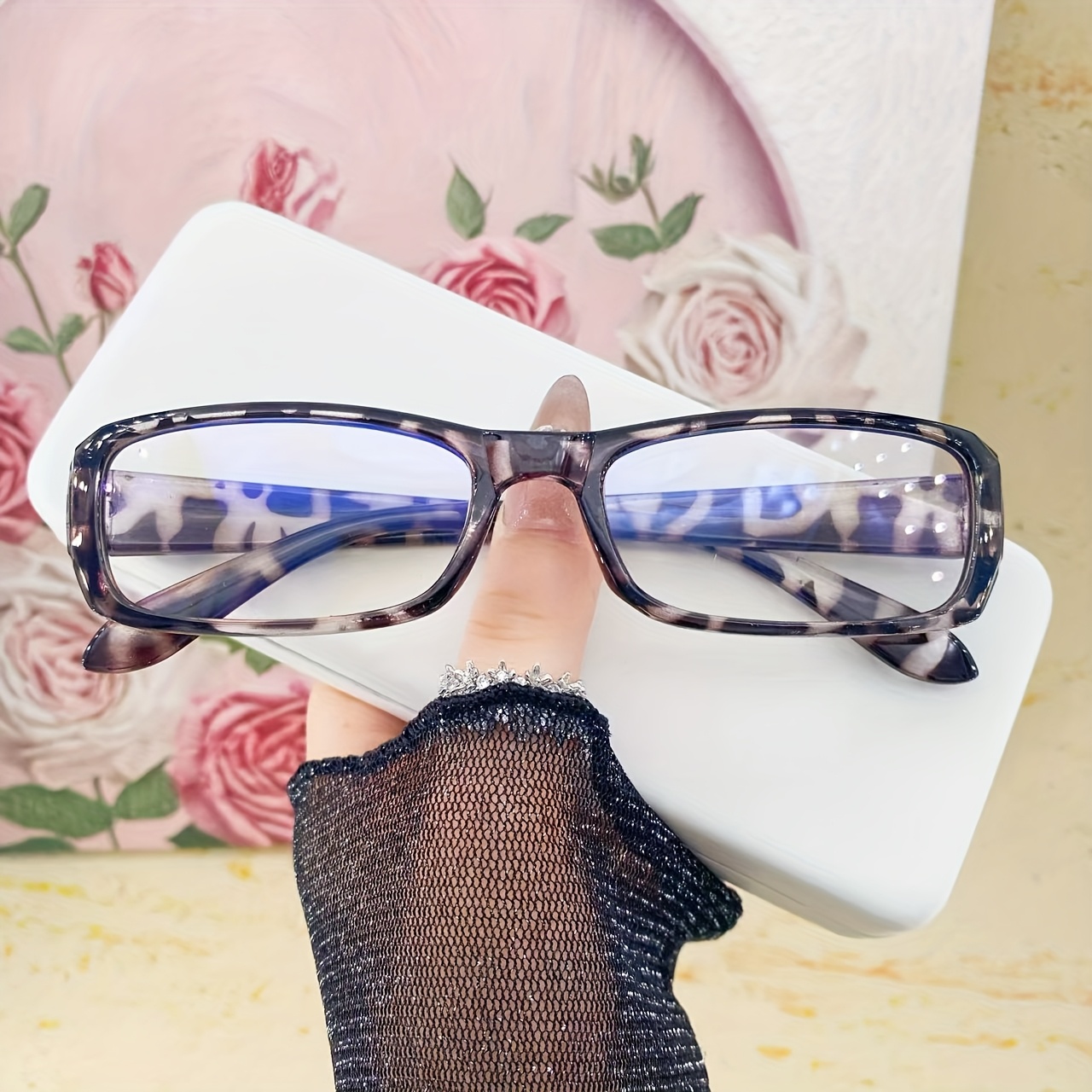 Gafas de moda rectangular completo, lentes de PC transparentes, lentes  decorativas no recetadas para hombres y mujeres, lentes unisex, lentes d