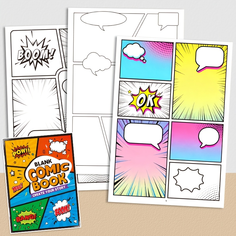 Creative Comic Sketchbook, Featuring Ample Drawing Pages And Multiple Trendy Comic Panel Templates. Instantly Start Creating Original Stories—suitable For Both Students And Art Enthusiasts