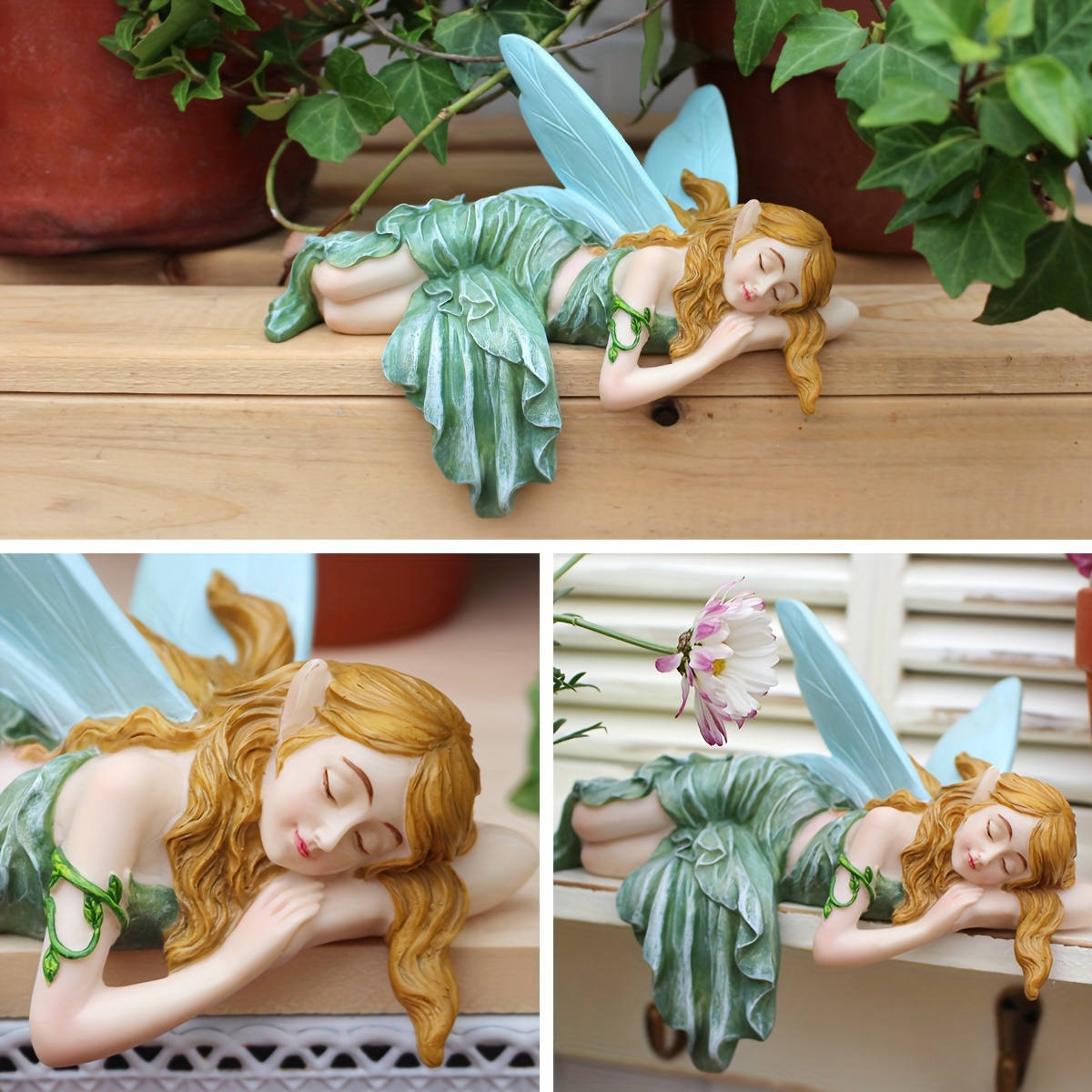 

Art Deco Sleeping Fairy Garden Statue, Resin Tabletop Decoration For Outdoor Fairy Garden, Home, , Deck, Porch Art Decoration