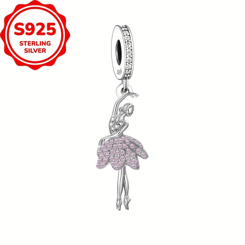 1pc 925 Sterling Silver Ballet Girls Pendant Charms Beads, Original Charms Bracelet Making