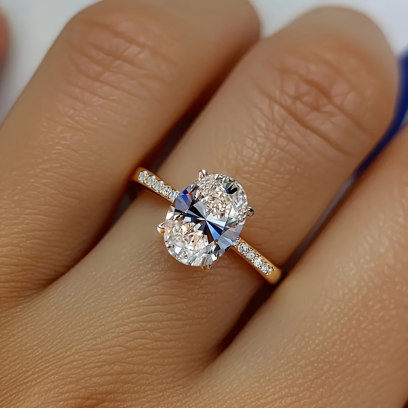 Romantic Oval CZ Promise Ring with Rose Golden Setting