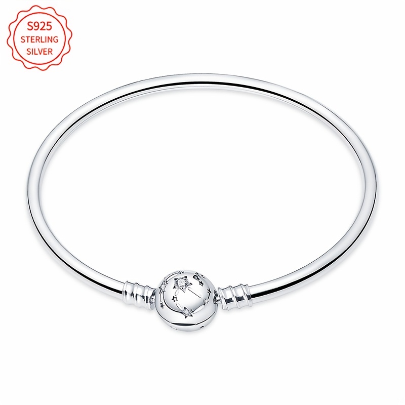 

Elegant For Charm Bracelet - 925 Sterling Silver, Intricate Design With Engraved Stars And , Ideal For , Perfect Women' Accessory & Birthday Gift, For ,