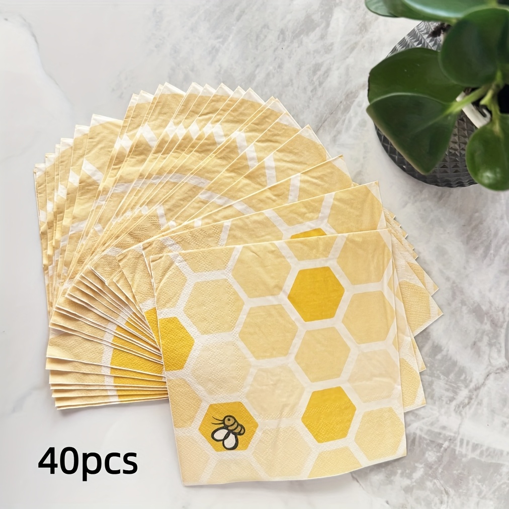 40-pack Bee-themed Napkins For Parties, Great For Celebrations, Yellow Paper Napkins For Halloween、christmas