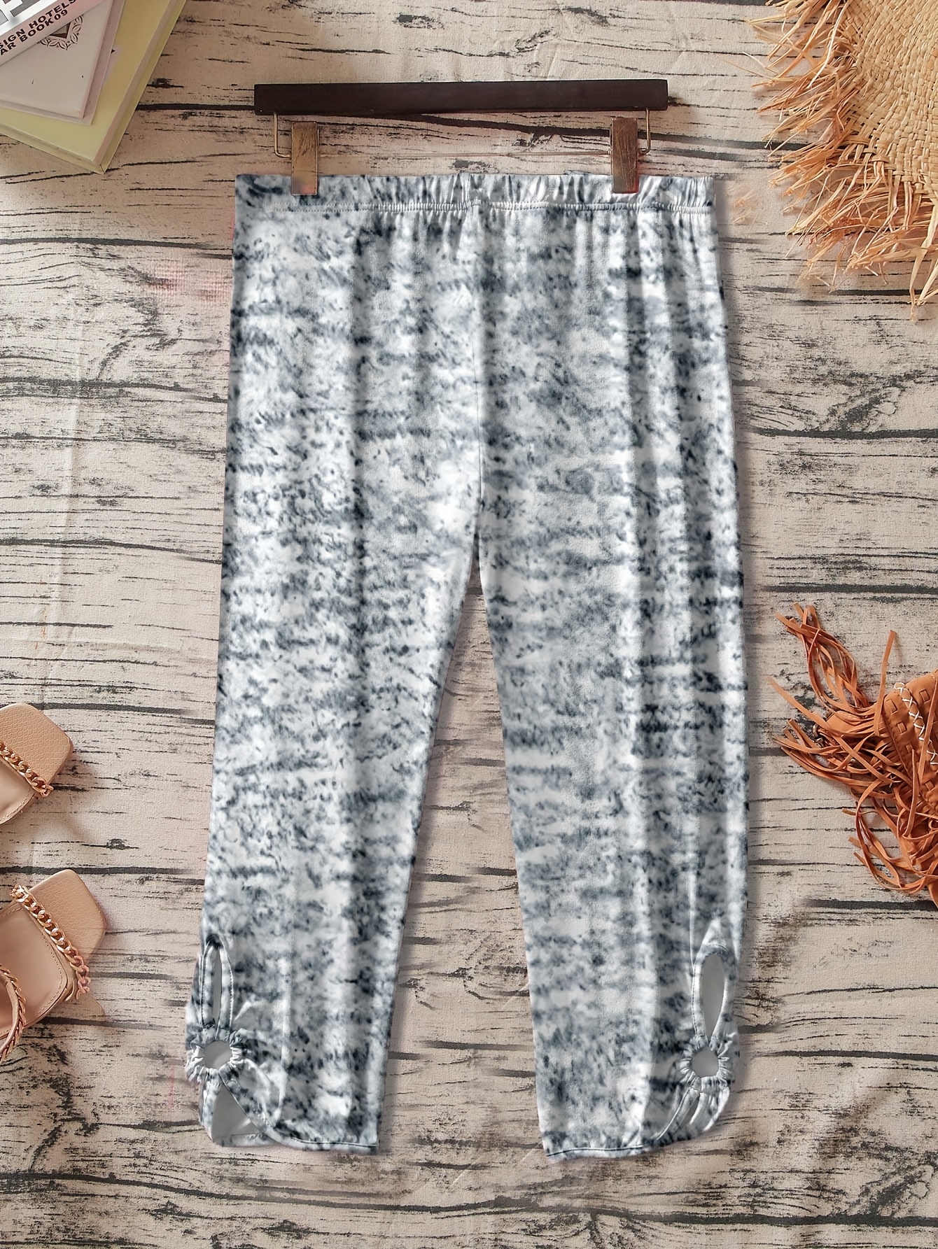 Women's Plus Size Stretchy Casual Pants - Solid Color Black, Elastic Waistband, Comfort Fit, Polyester, Machine Washable - Ideal for Spring/Summer/Fall