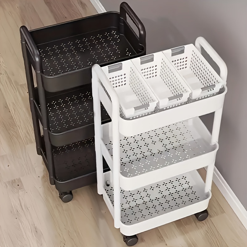 

Multi-tier Plastic Storage Cart Organizer, , Space-saving Utility Rack With Cubby Shelves, Easy , For Kitchen, Bedroom, Office, Or Bathroom