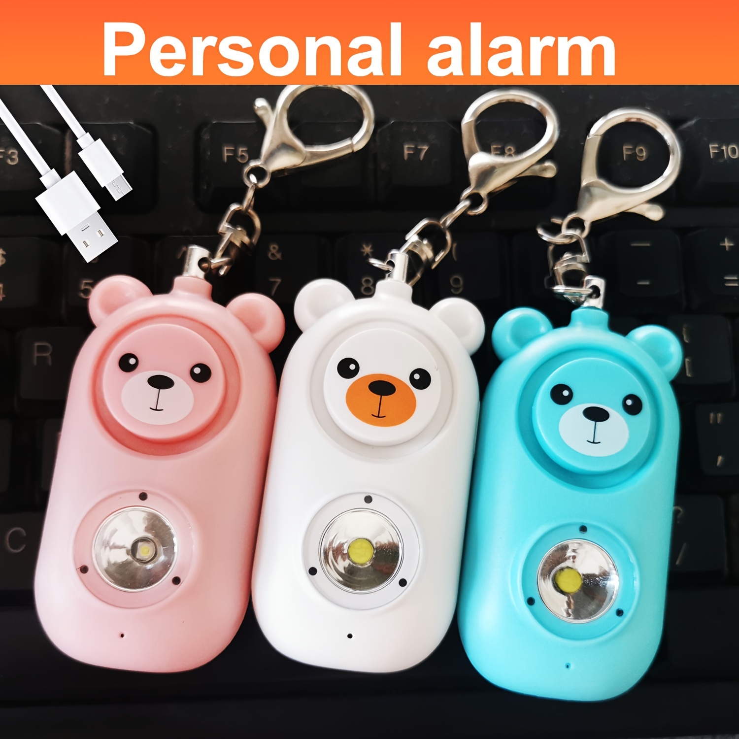 personal safety alarm for women 130db loud alarm with led safety light rechargeable via usb lithium polymer battery Product details 0