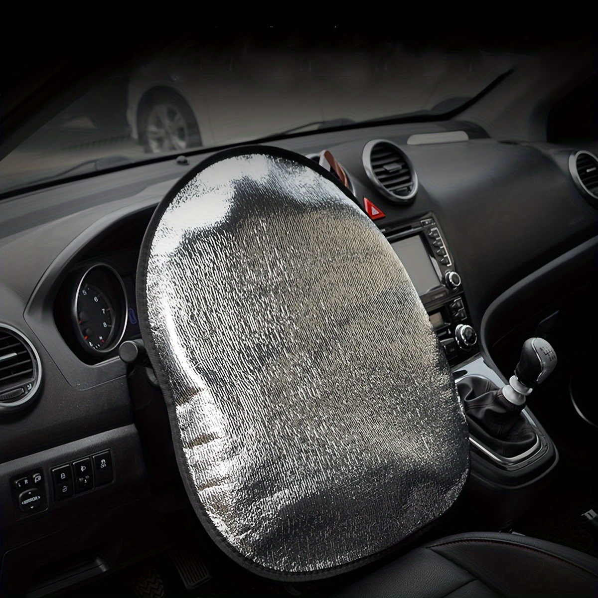 Car Steering Wheel Sunshade Cover ? Universal Fit, UV Protection, Reflective, Heat Resistant, PP Material, Without Inner Circle ? Fits Multiple Models (Pack of 1)